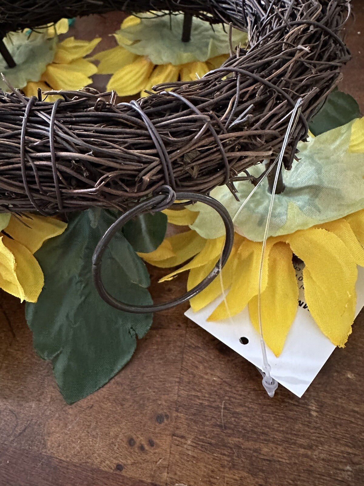 Sunflower Wreath Green Leaves Spring Summer Wreaths Artificial Flower Wreath 10”