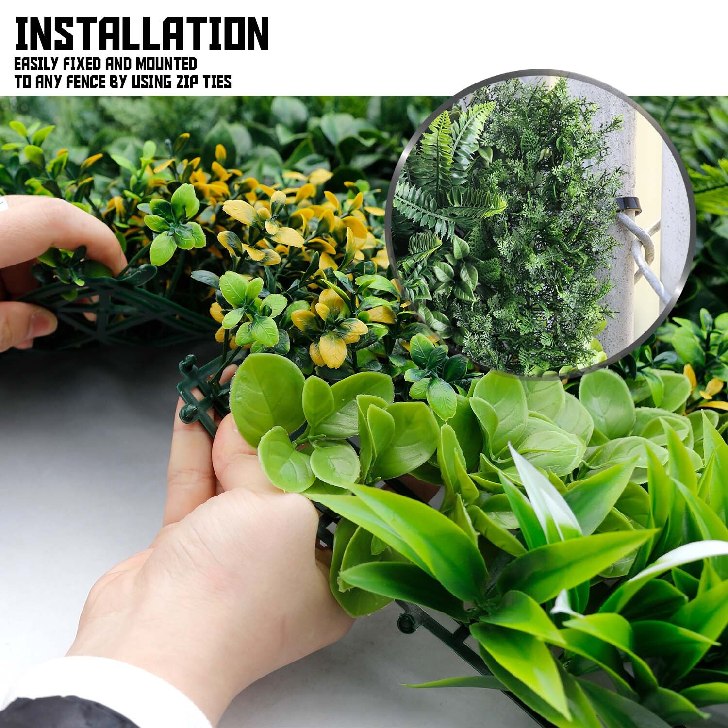 20″ Artificial Faux 3D Mix Leaves Wall Panel Fence Screen Home Outdoor Decor #08