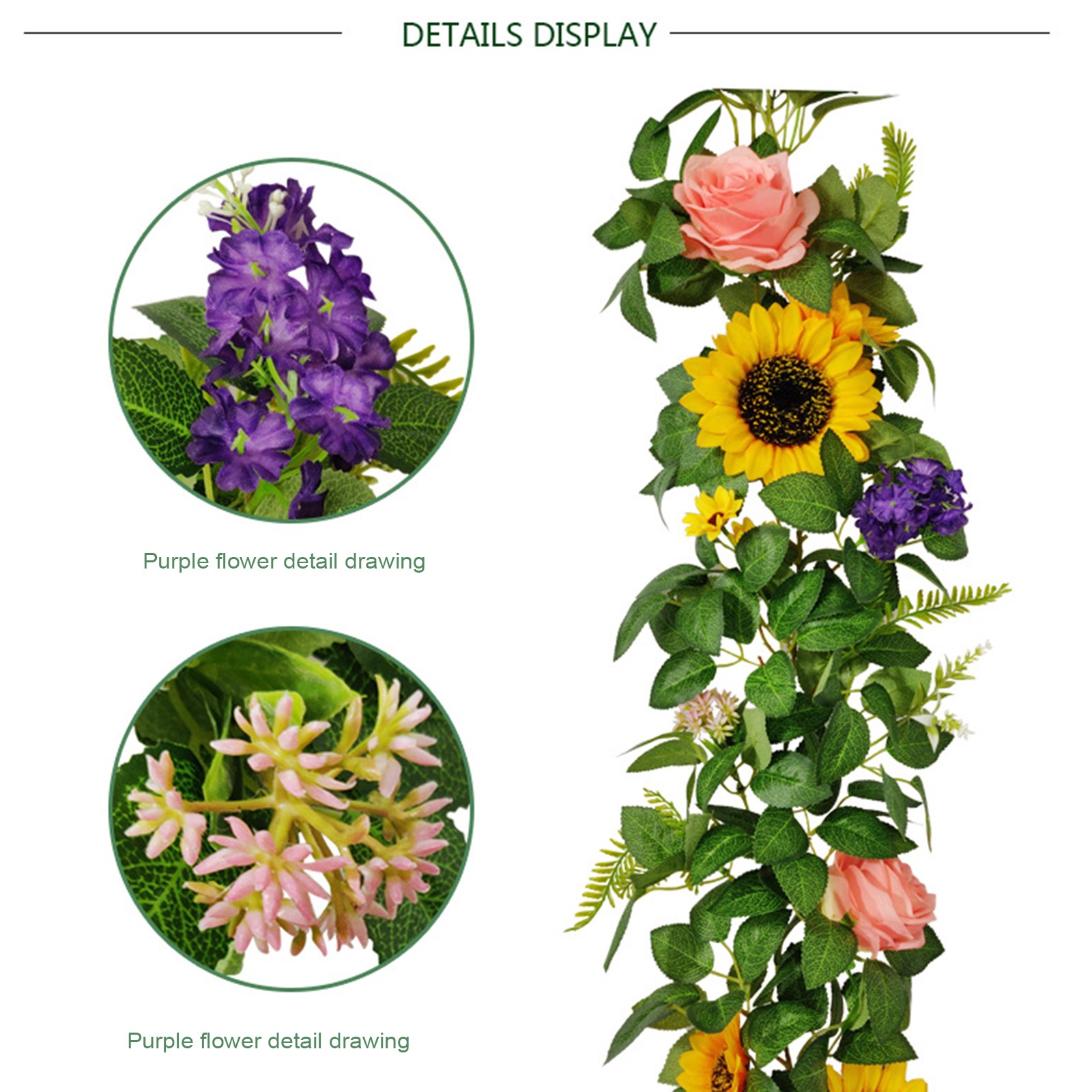 190cm Nordic Style Artificial Sunflower Vine Wedding Home Decor