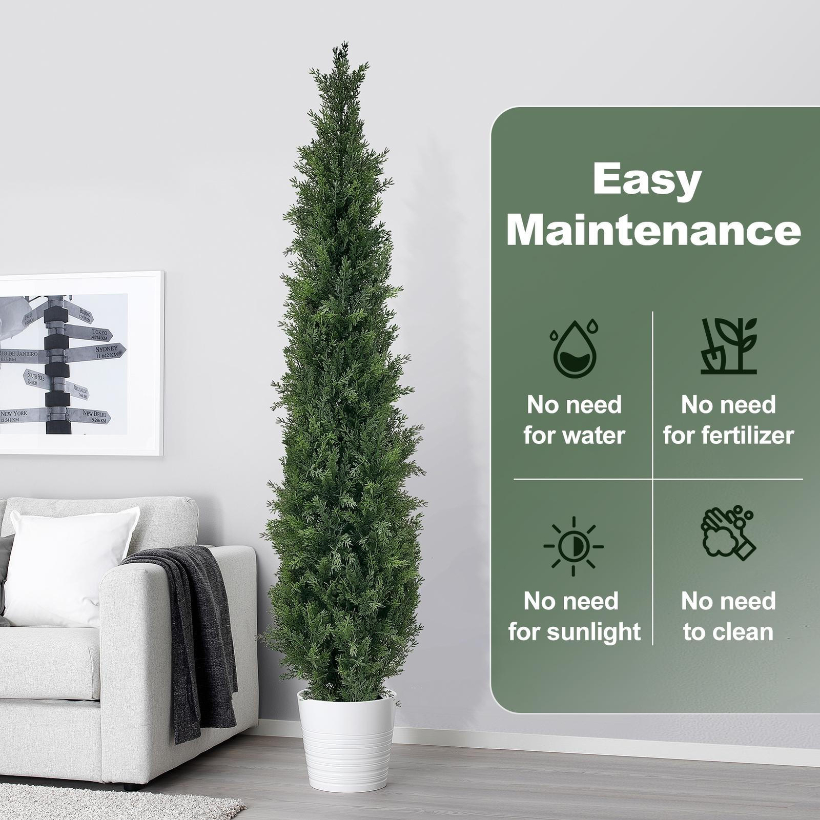2Pcs 3/5’ Topiary Cedar Pine Artificial Tree Home Decor UV Indoor/Outdoor