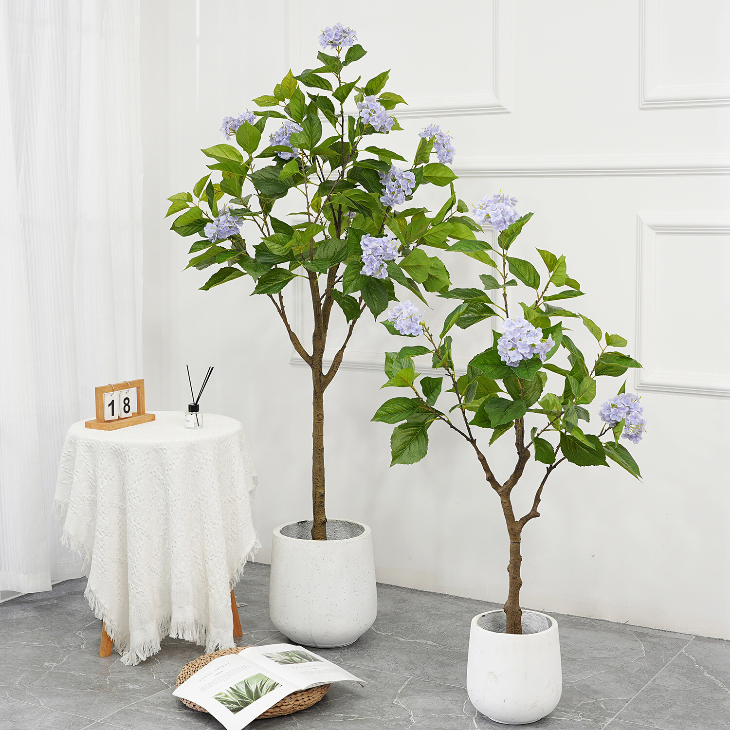 Artificial Hydrangea Flowers Tree 4ft/5ft Tall Potted Decorative Hydrangea Tree