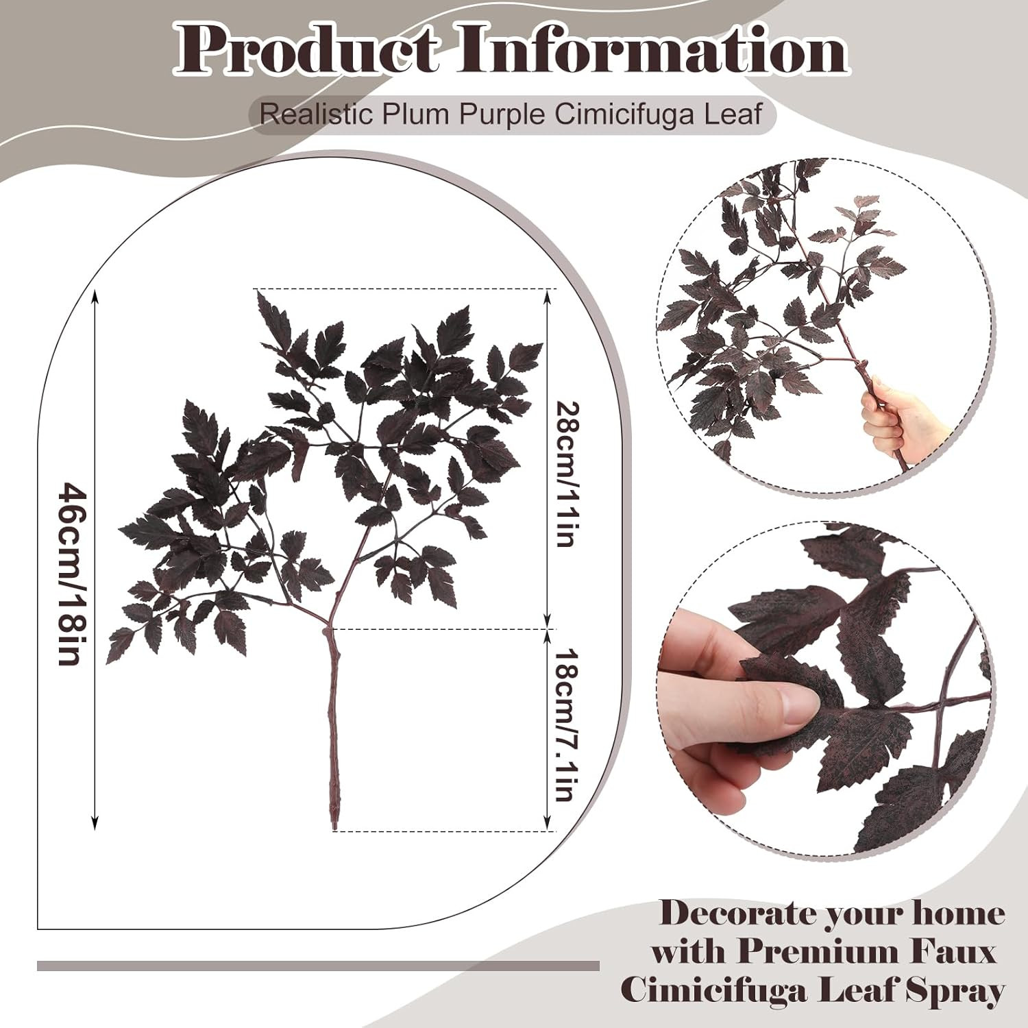6 Pack 18″ Faux Cimicifuga Leaf Spray for Home Decor, Wedding & Garden
