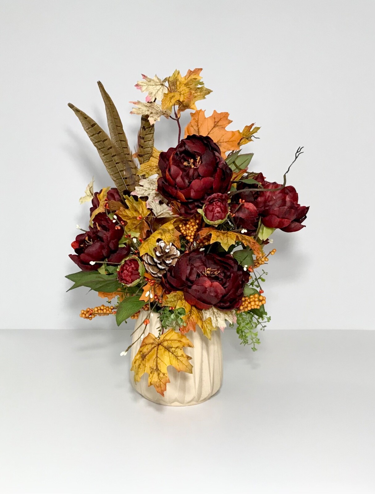 ELEGANT FLORAL ARRANGEMENT FALL HARVEST THANKSGIVING TABLE DECORATION GIFT NEW