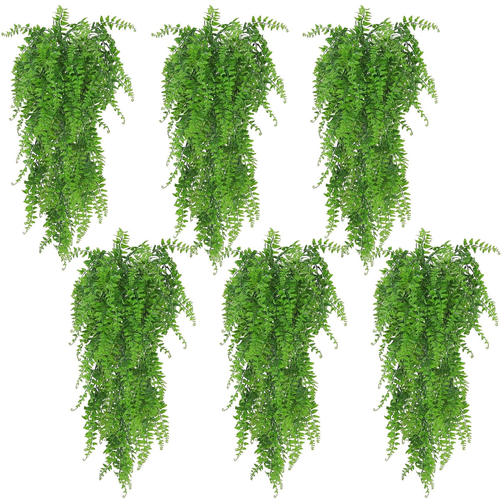 Artificial Hanging Plants Fern Vine – 6PC Fake Ivy Leaves Decoration for Indo…