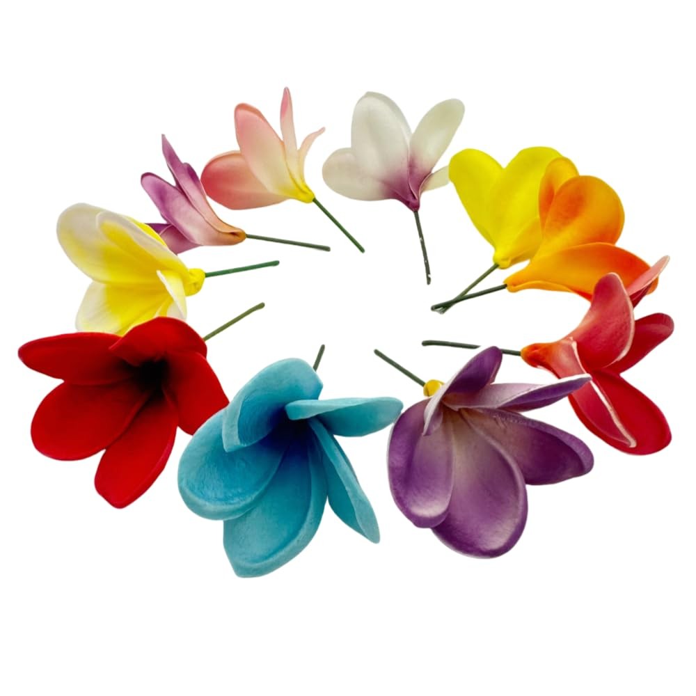 10 pcs Artificial Plumeria Flowers -1.5inch Stems & 3inch Real Touch Lifelike…