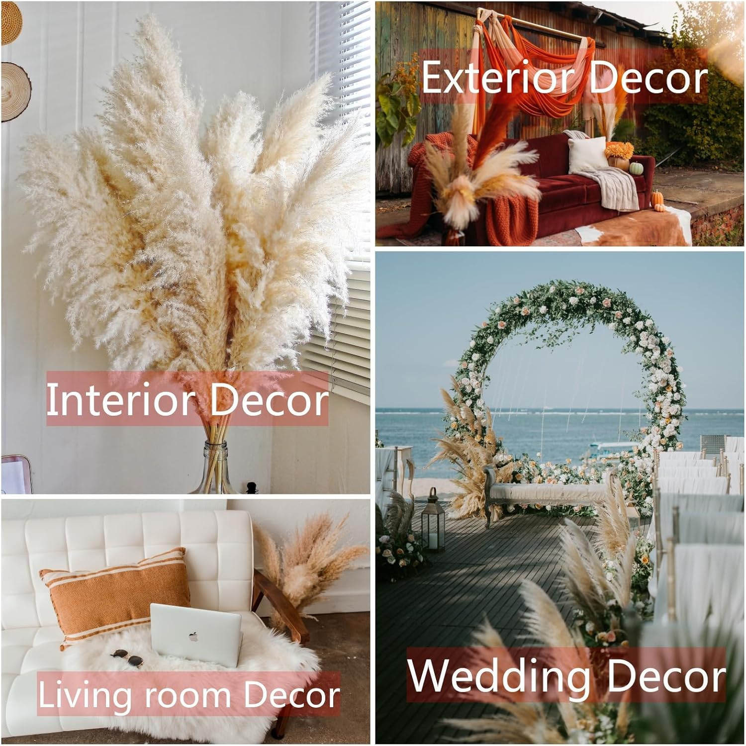 10Pcs 40” Pampas Grass Tall Decor – Pompas Floral, Tall Pampas Grass for Floor