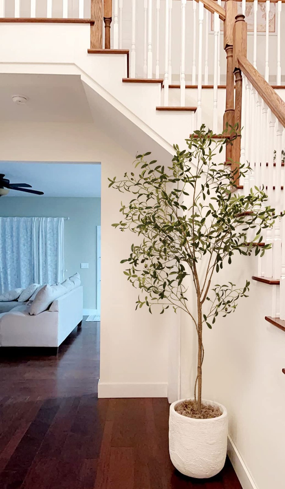 Artificial Olive Tree Tall Fake Potted Olive Silk Tree with Planter Large Fau…