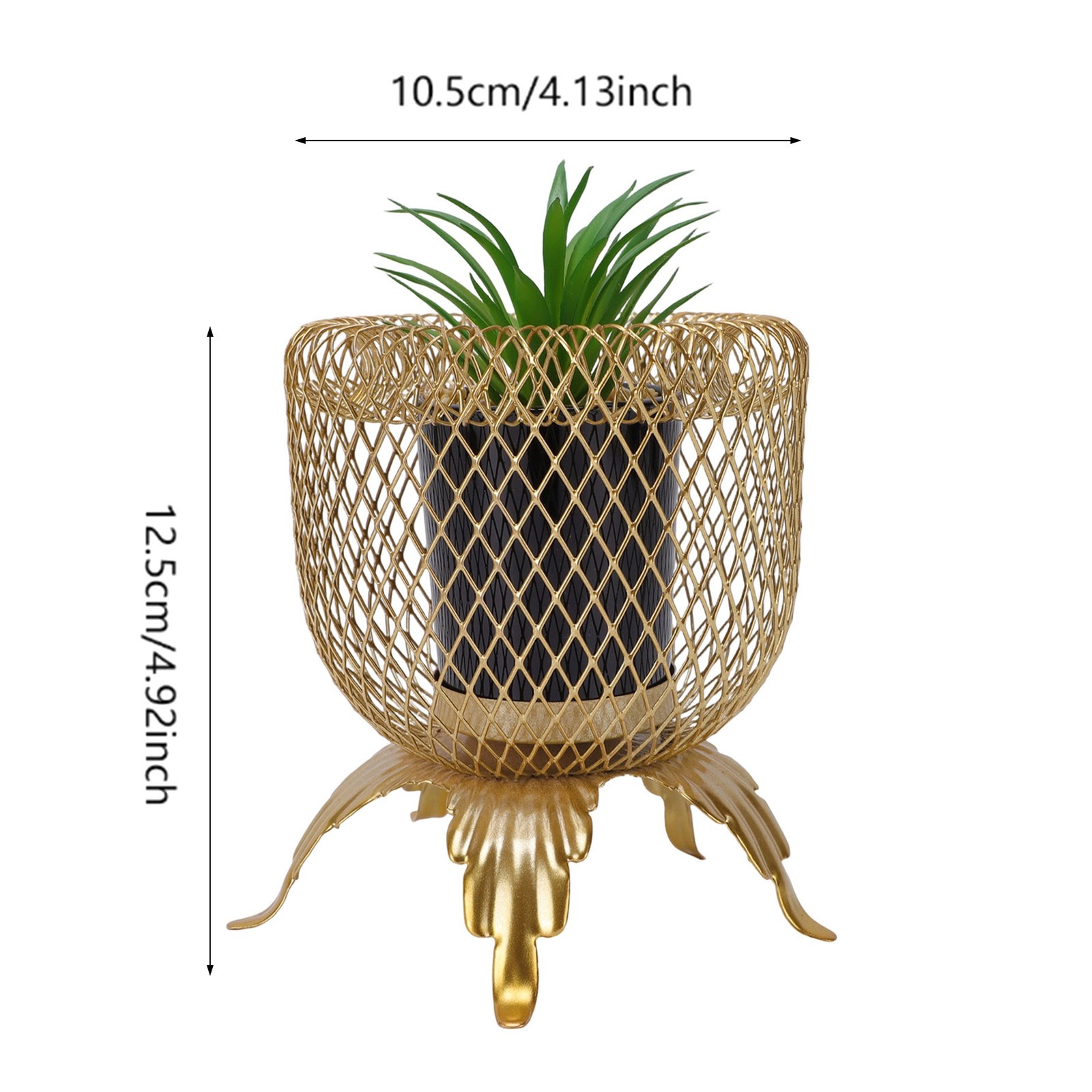Small Fake Plant With Metal Cage Decorative Potted Artificial Succulent For Home