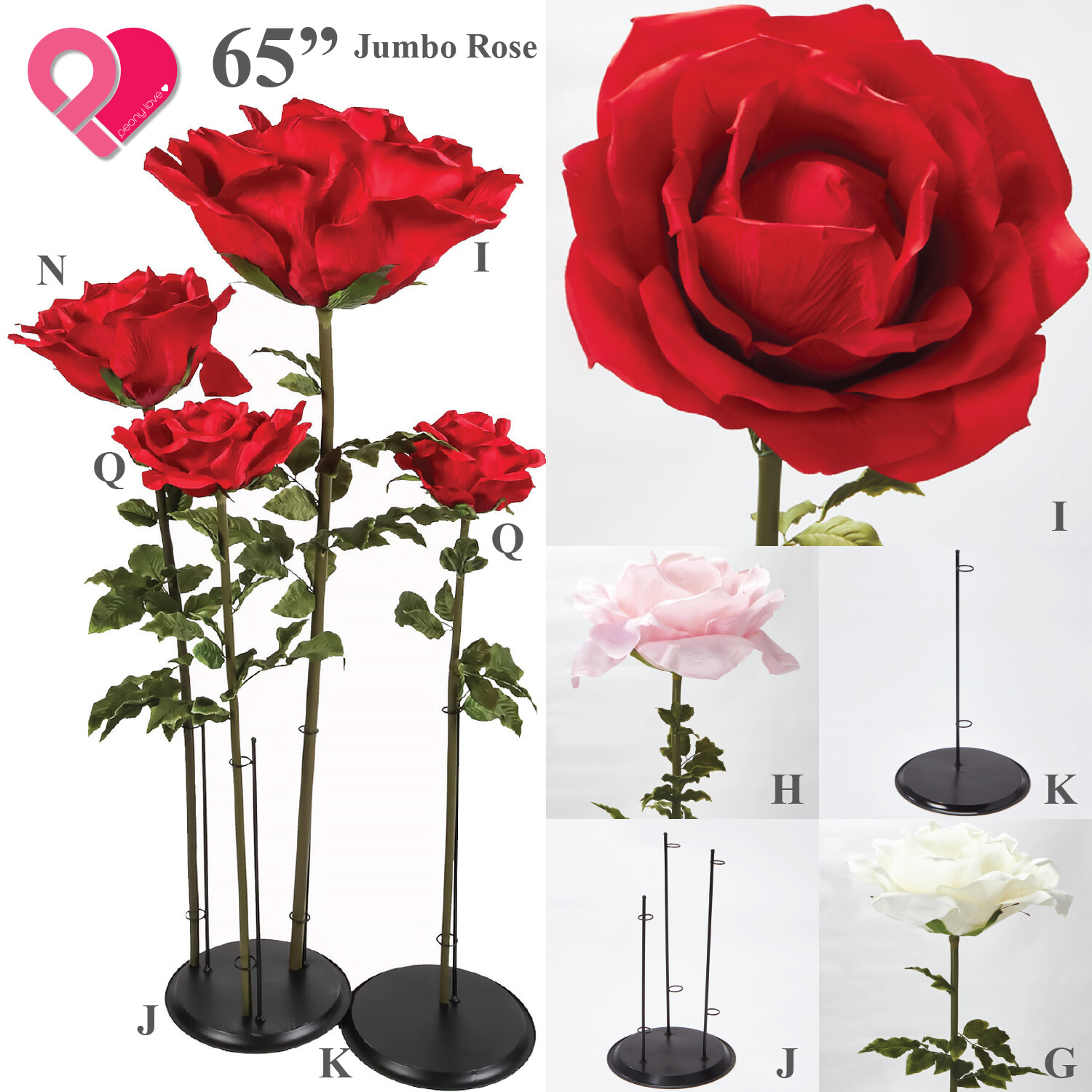 Jumbo Silk Rose Peony Garland Flower Stand Artificial Giant Leaf Vine Big Large
