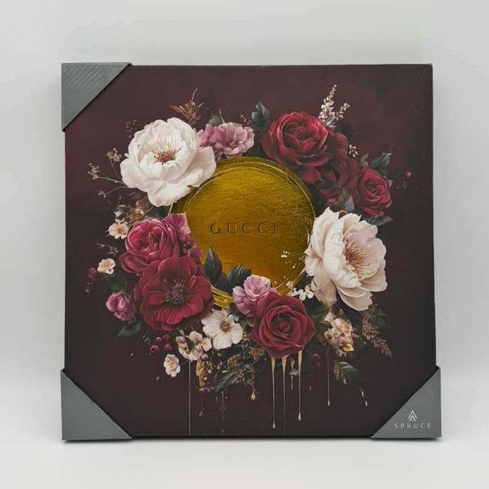 Dark Floral Glam Canvas Wall Art 16×16 – Luxury Designer Inspired Decor NWT