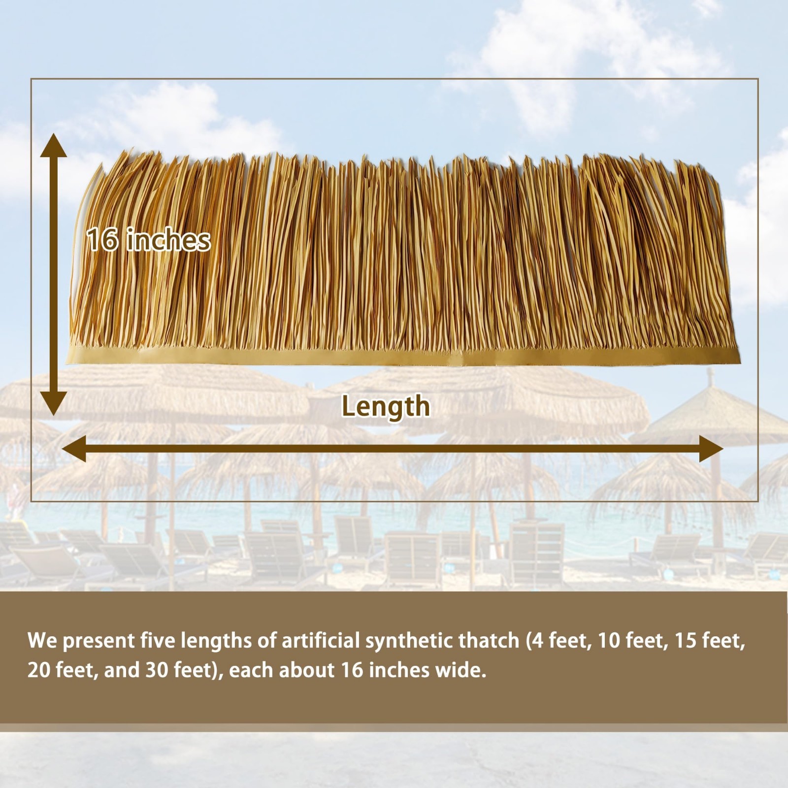 Artificial Palm Thatch Roof Rolls – Waterproof, Easy Install, 5 Lengths, 2 Color