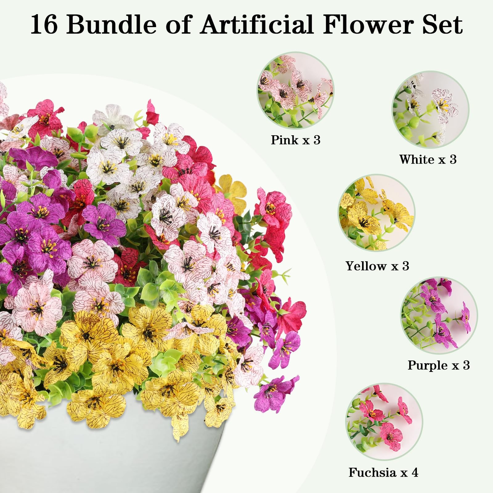 AGIRL 16 Bundles Artificial Flowers for Outdoor,No Fade Fake Plastic Flowers …
