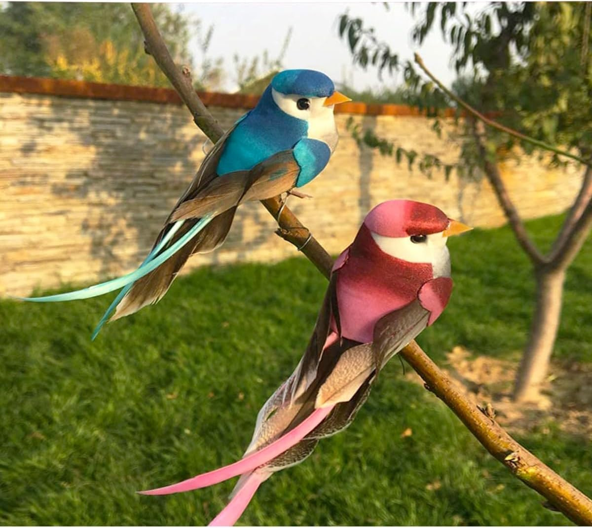 6pcs Clip on Artificial Simulation Foam Birds Feather Long Tail Feather Fake Bir