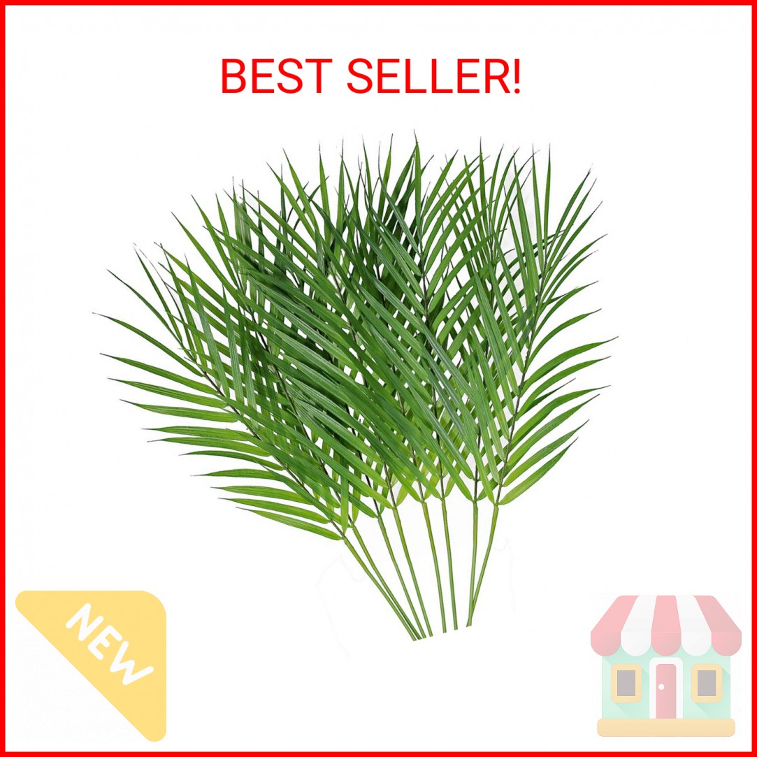 Artificial Areca Palm Leaves, 8 Pcs Faux Tropical Palm Tree Leaves Stems for Flo