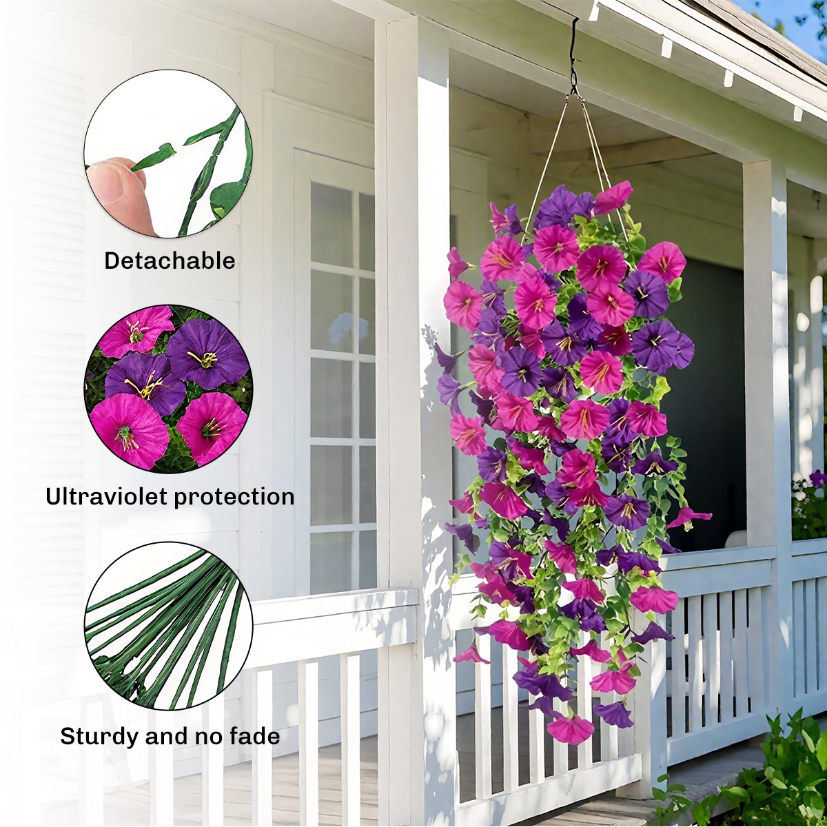4x Artificial Fake Hanging Flower Vine Plant Wedding Garden Indoor Outdoor Decor
