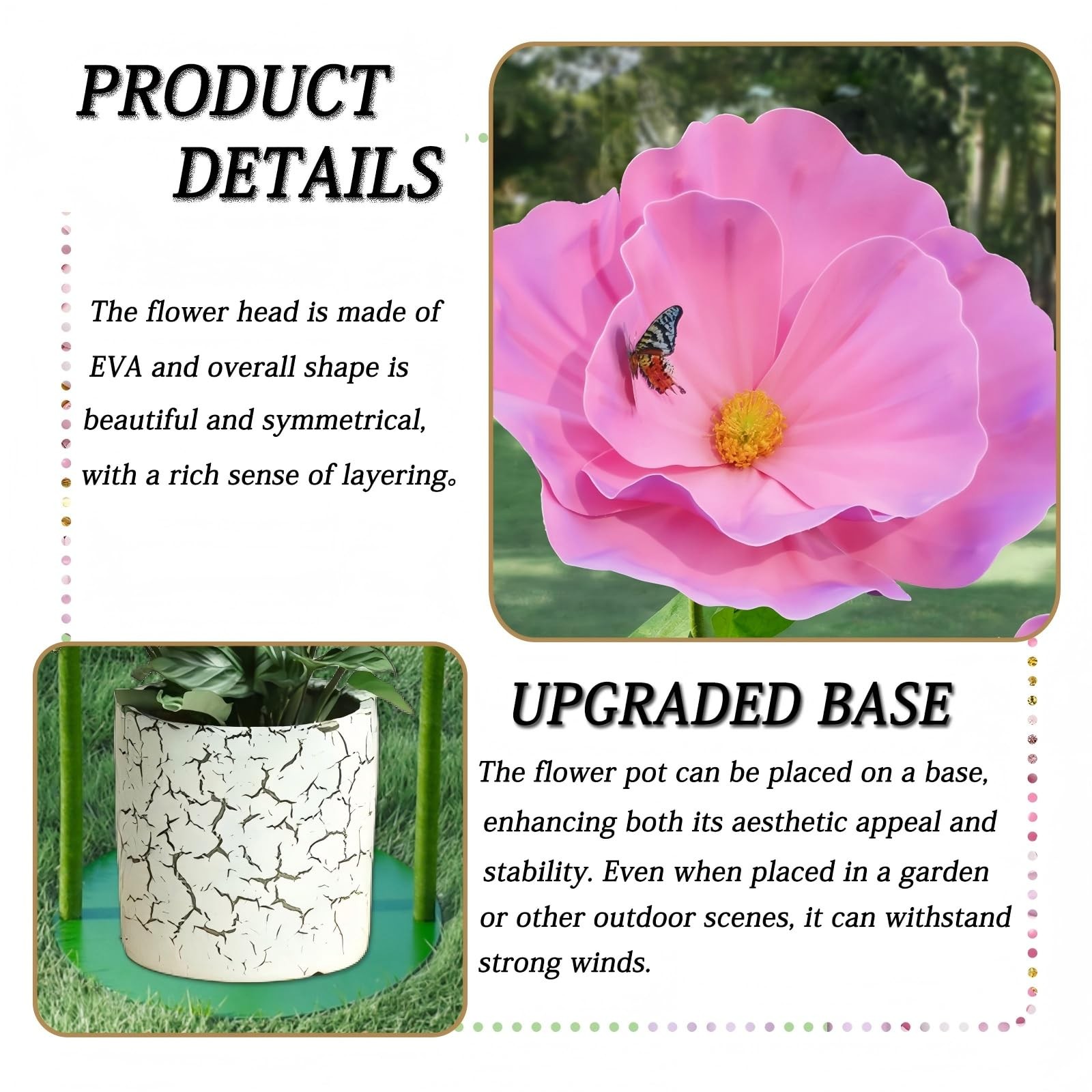 5.8 Ft Giant Artificial Flowers for Decoration,Large EVA Flower Decor,Wedding…