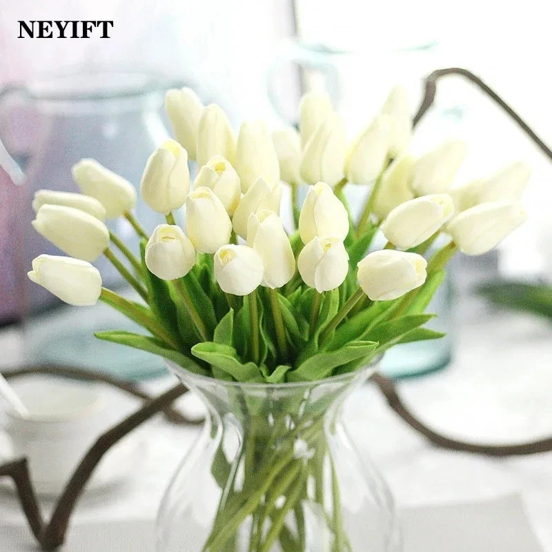 5PCS Artificial Tulip Flowers False Fake Bouquet Real Touch Home Wedding Decor
