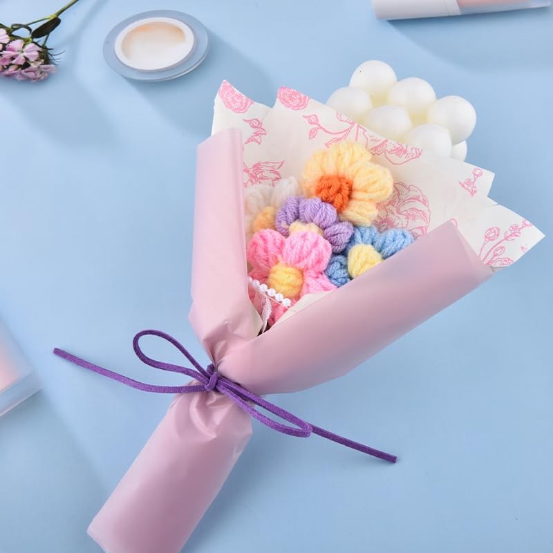 Artificial Flowers Crochet Flower Bouquet for for Girls Sister Handmade Knitt…