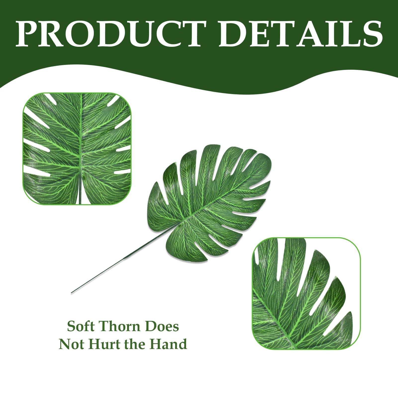 12Pcs Artificial Palm Leaves, Faux Tropical Monstera Realistic Safari Jungle …