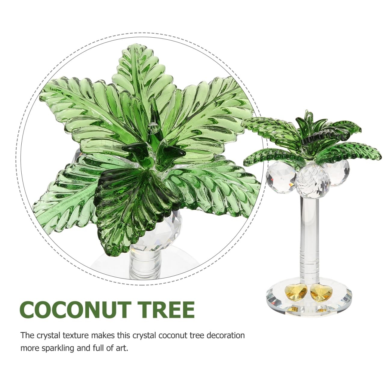 Crystal Coconut Tree Ornament 3.93 Inch Artificial Palm Figurine Home Decor