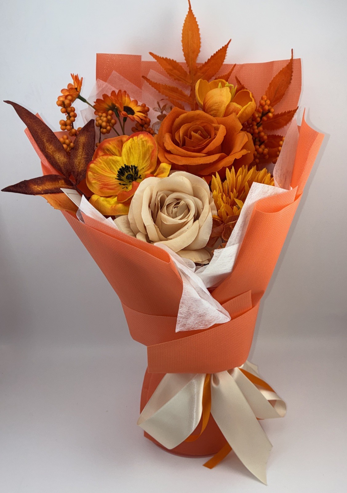 Vrioca Preserve Orange Rose Bouquet Forever Flower Inspiration Card 15.4×9.9×5.7