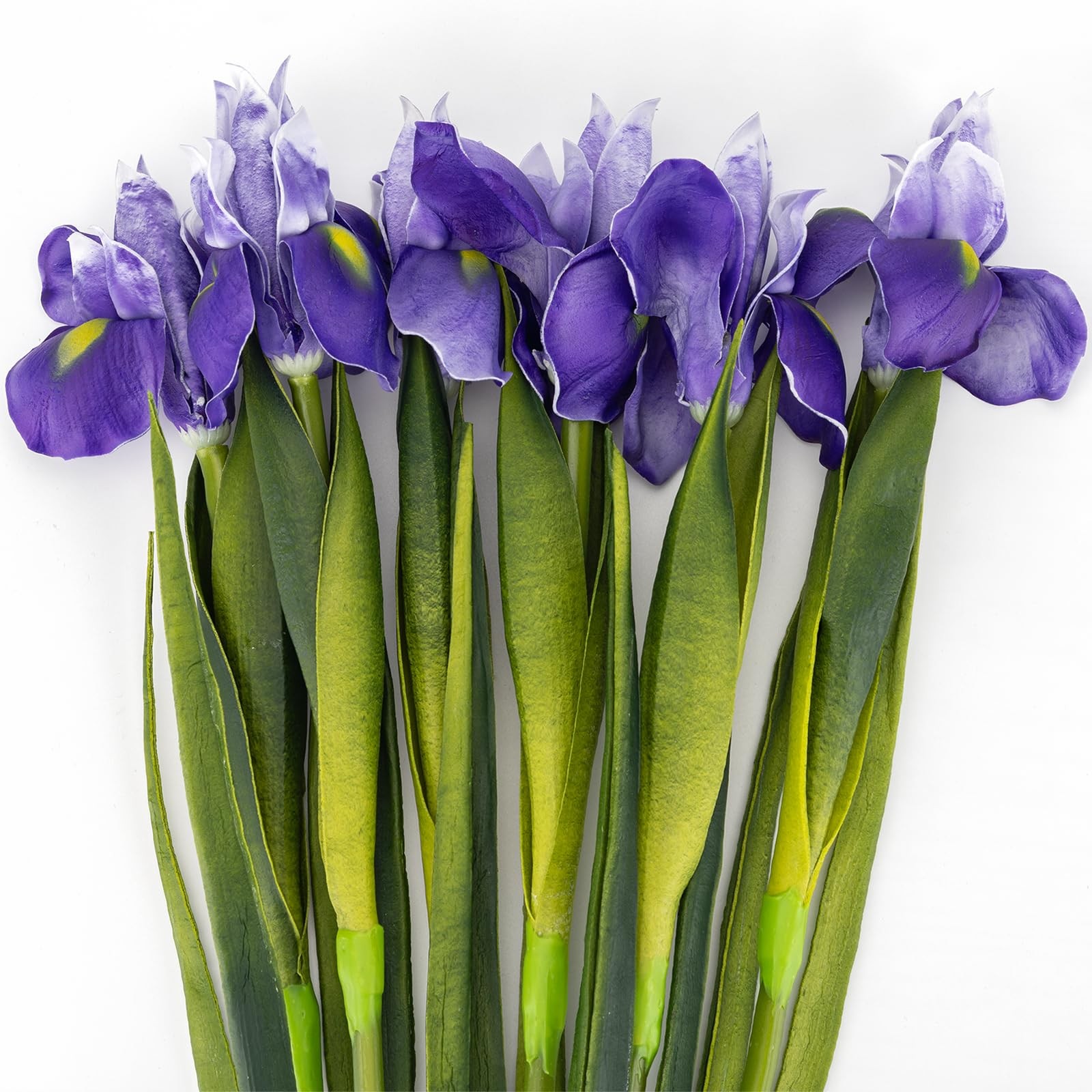 OBDXZHC 6 Pcs 23.6”Artificial Iris Flowers Real Touch Faux Long Stems Fake Pu…