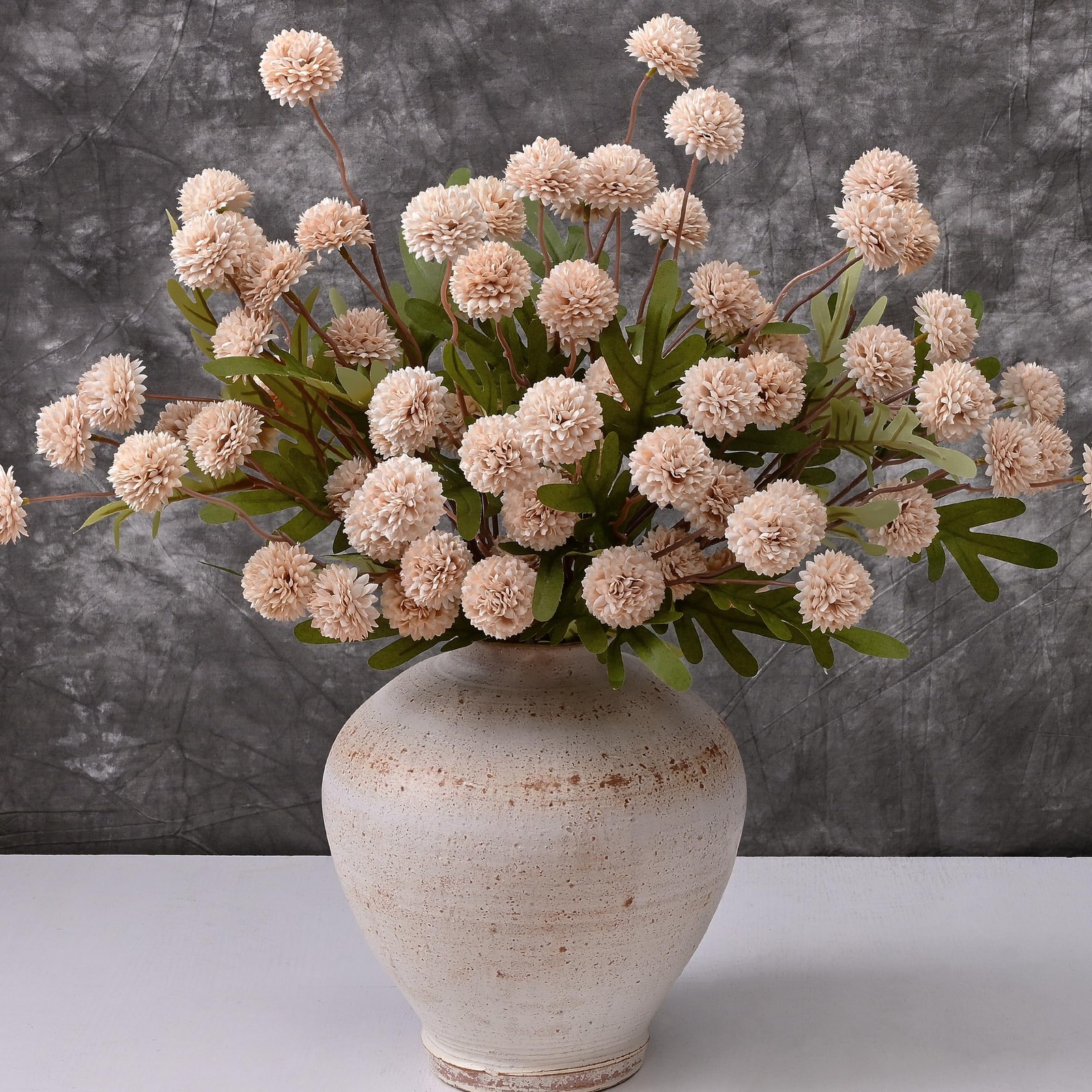 10pcs Fake Silk Pompon Mum Artificial Flowers, Bulk Faux Mini Chrysanthemums,…