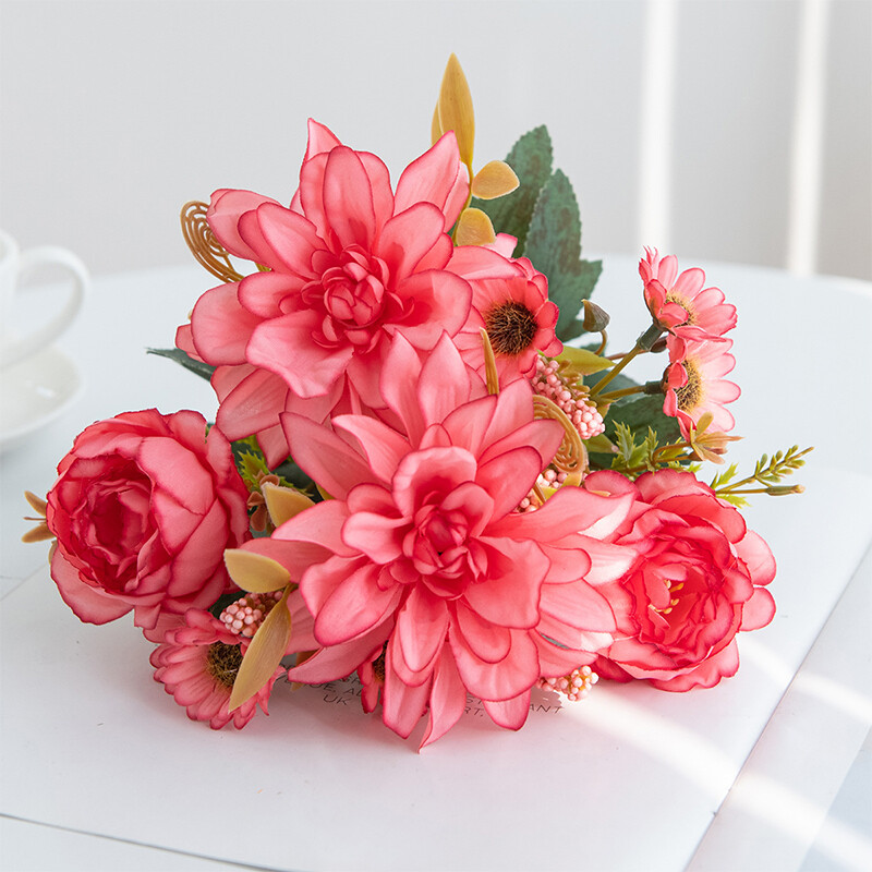 Artificial Flower Similated Silk Dahlia Decoration Bouquet Party DIY Accessories