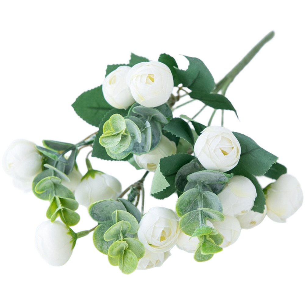 30cm Silk Eucalyptus Camellia Bouquet for Wedding Party Home Decor