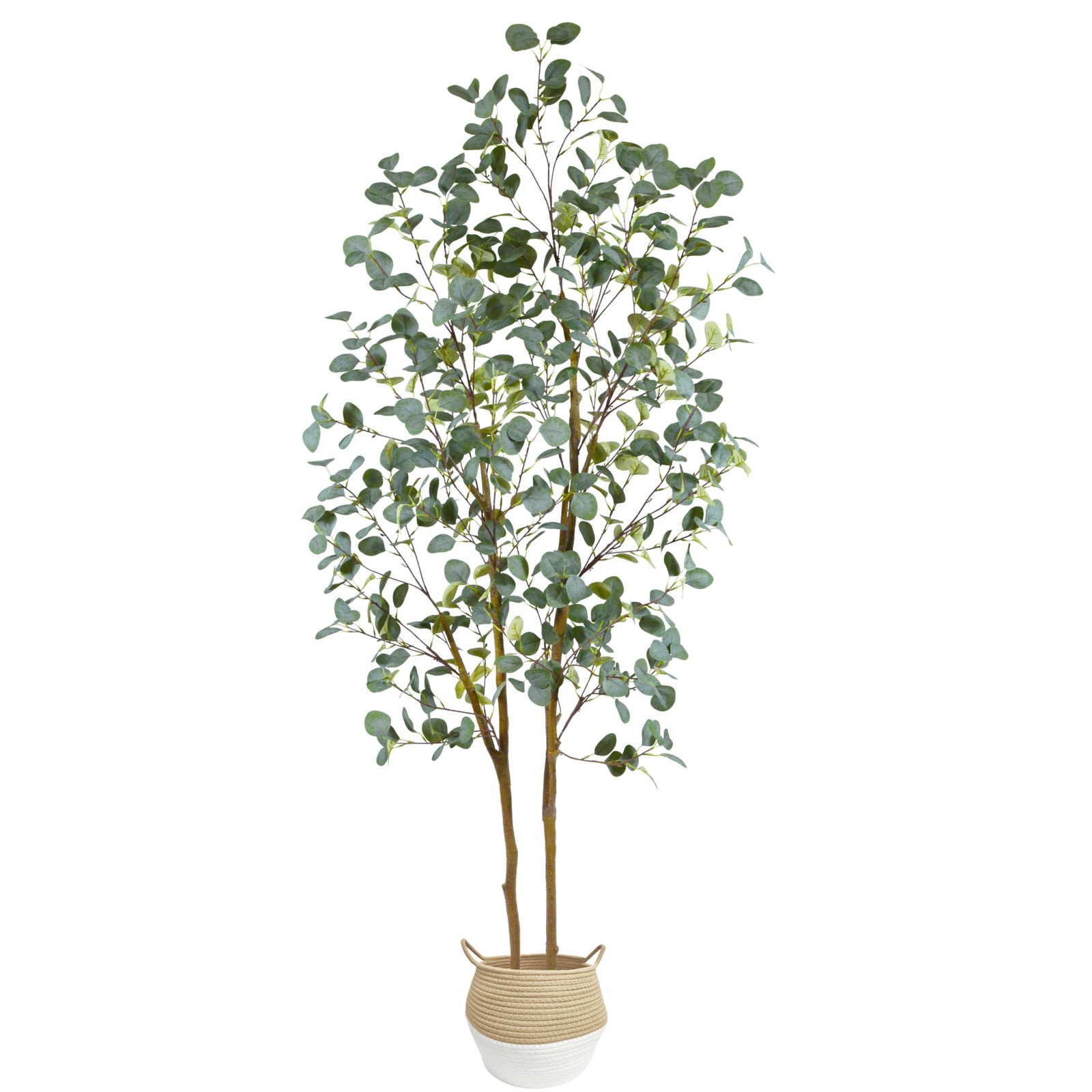 Artificial Eucalyptus Tree, 7ft Tall Silk Leaves Fake Plant with Basket for O…
