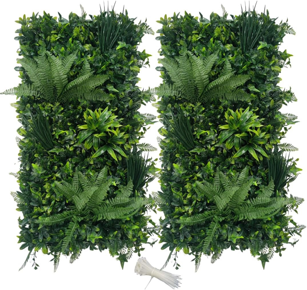 Lifelike Faux Greenery Wall Panels – 2 Pack for Indoor/Outdoor Decor