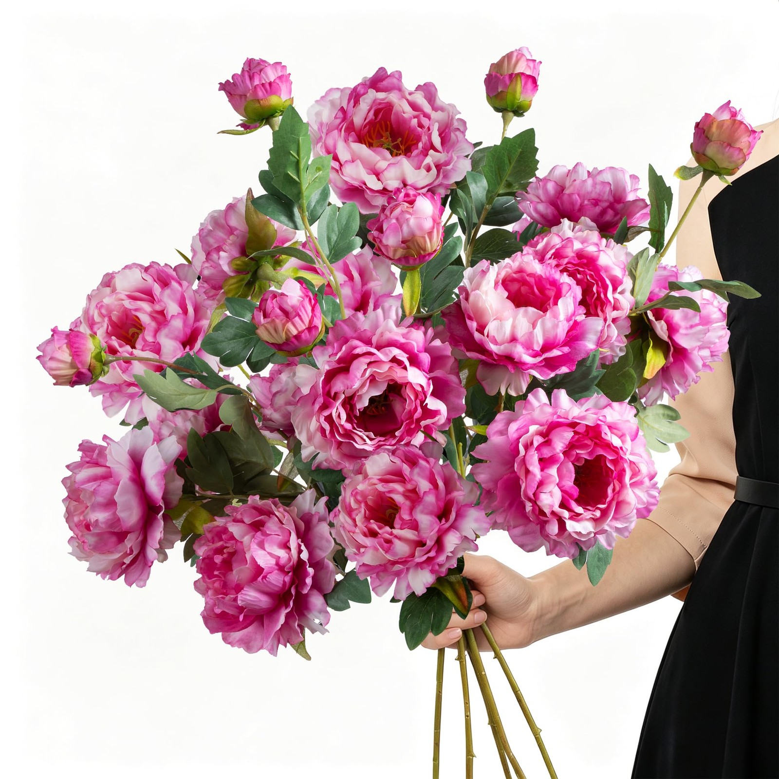 4PCS Peonies Artificial Flowers Silk Peonies Fake Flowers 31.5”Long Stem Art…