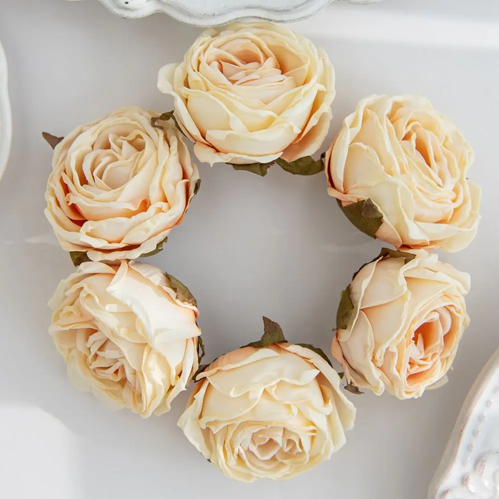 Artificial Burned Edge Rose Floral Bouquet For Wedding Home Garden Party Wreath