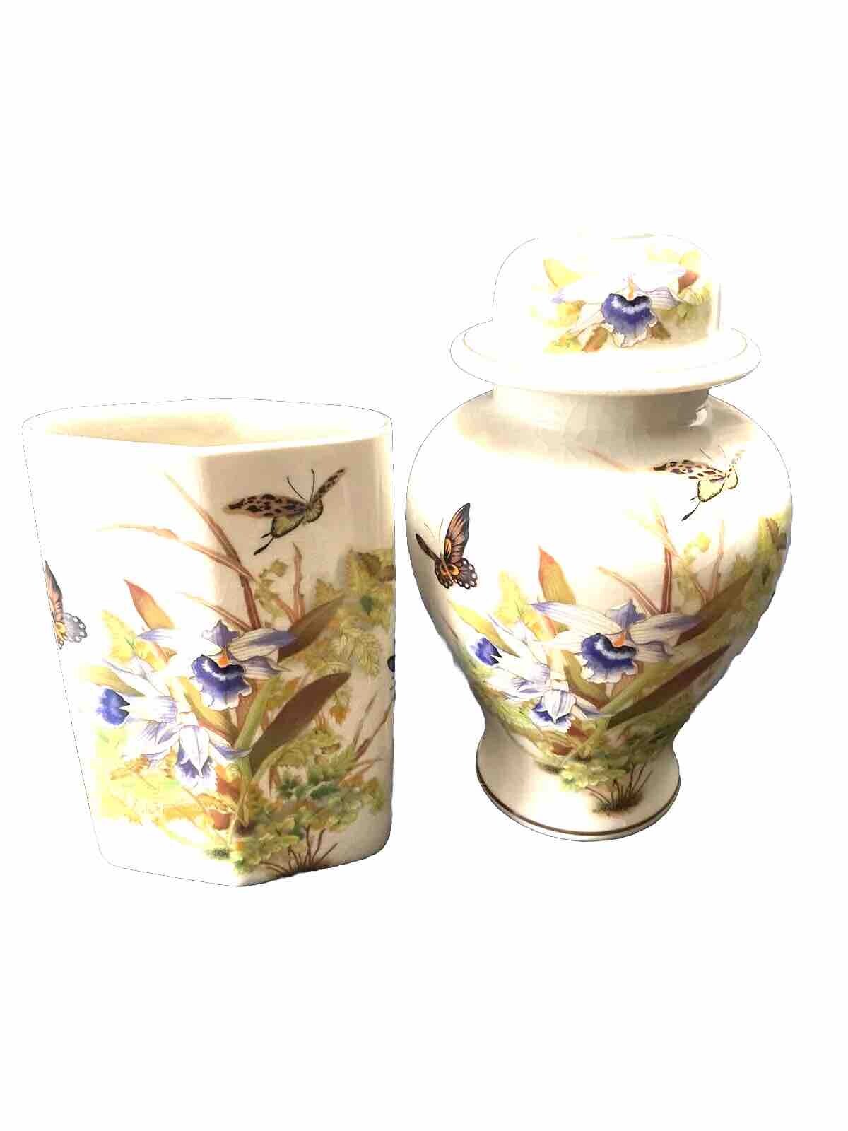Ceramic Vase Set Orchids By Magie’s Designer Tokio 16” 12” Lot Of 2