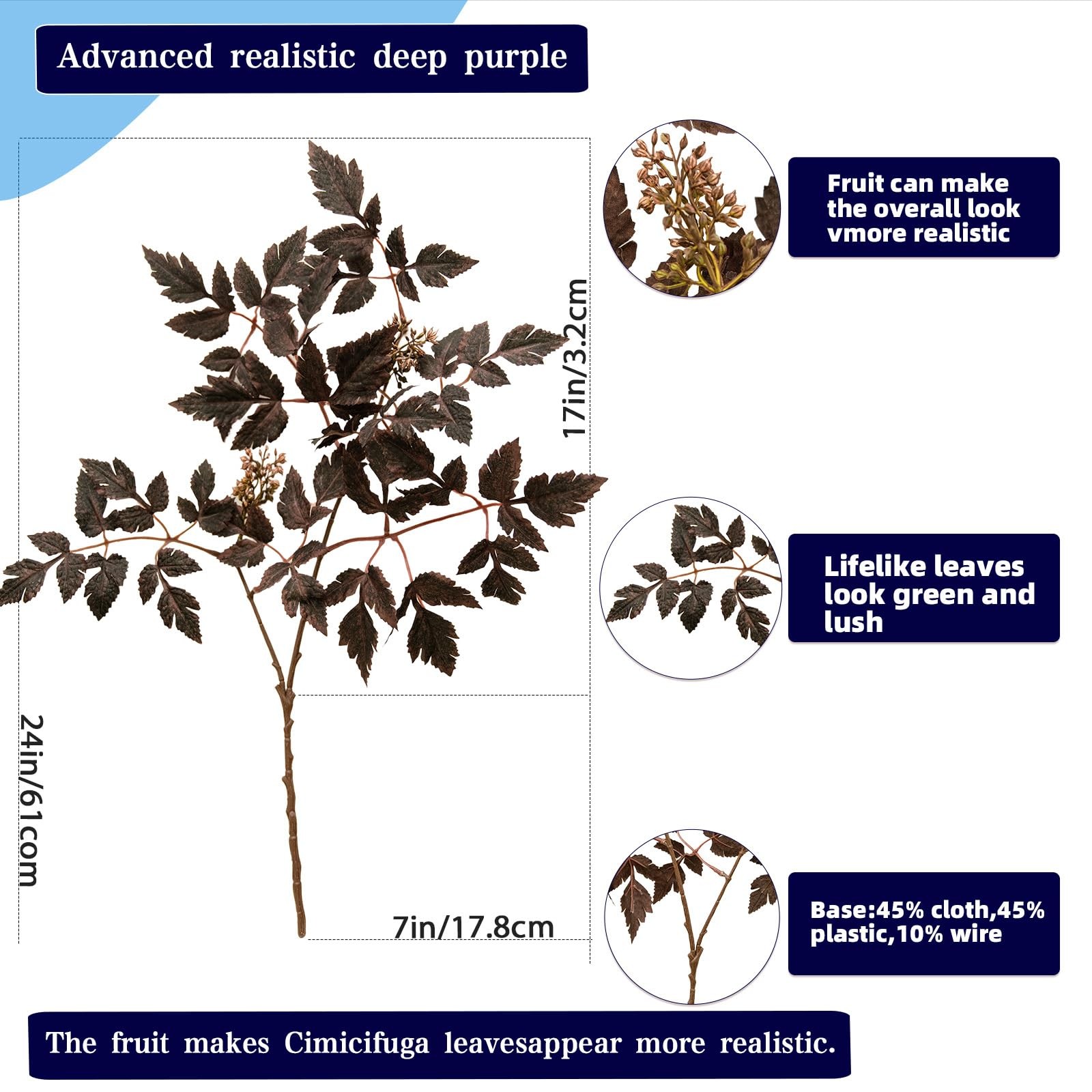 24″ Artificial Flowers, Deep Purple Faux Flowers for Vase Arrangements, Home …