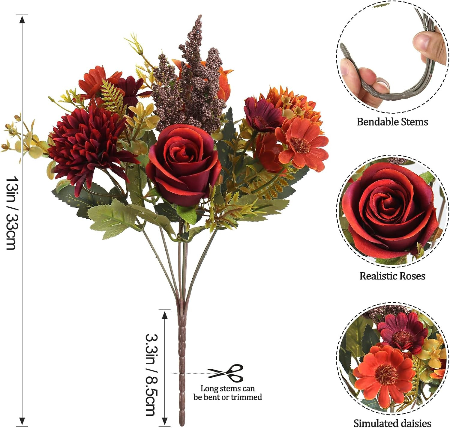 Artificial Flowers Like Real Artificial Bouquet 2 Packs Silk Artificial Roses Bo