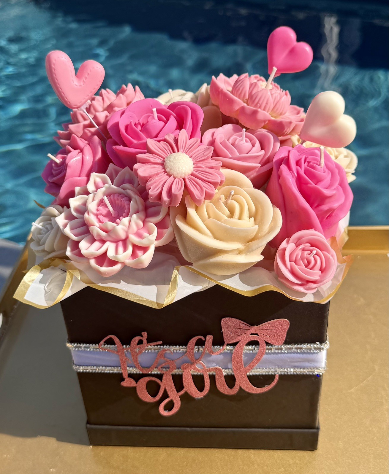 Handmade Scented Candle Bouquet – Luxury Flower Candle Gift Box- It’s A Girl