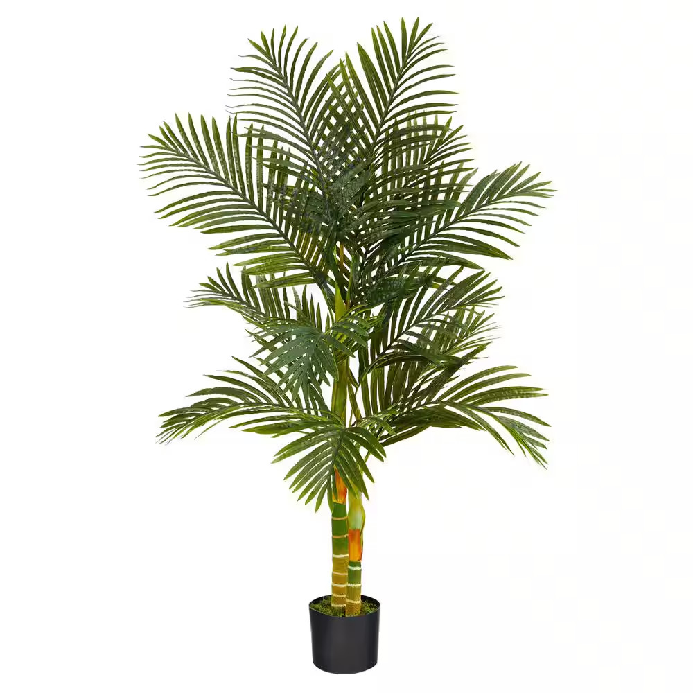 Nearly Natural Artificial Palm Tree 5FT Golden Cane Indoor Faux Tropical Plant