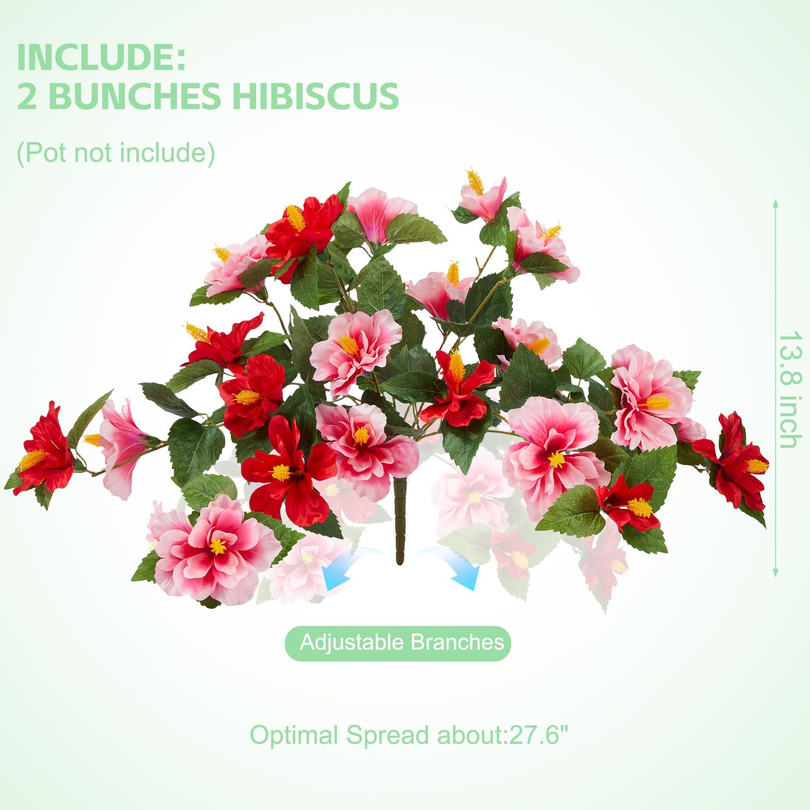 Artificial Flowers for Outdoors Indoors,2 Bunches Fake Hibiscus with Realisti…