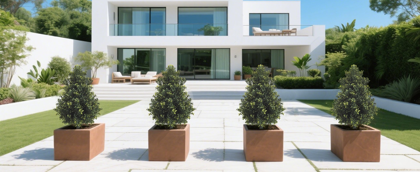 2Pack 55cm Tower Shaped Artificial Topiary Stake with 16cm Extension Rod