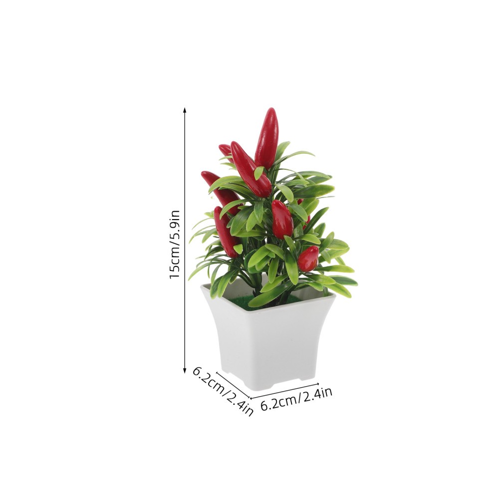 6Pcs Lifelike Artificial Pepper Tree Bonsai Reusable Decor for Office and Home