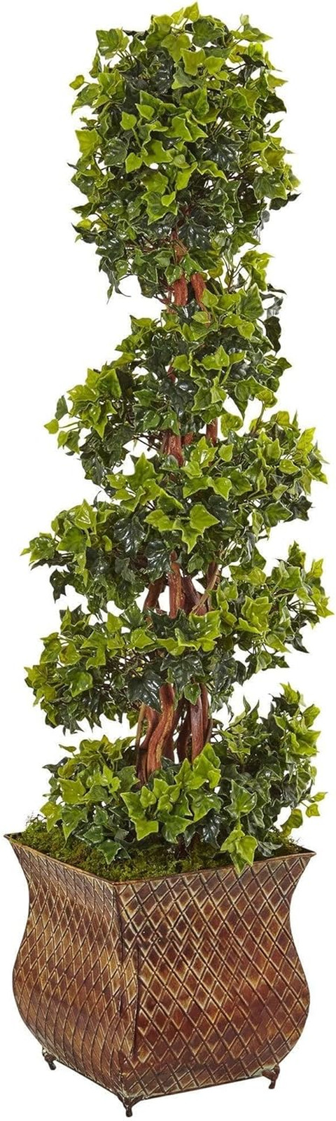 4Ft. UV Resistant English Ivy Spiral Tree in Metal Planter for Indoor/Outdoor Us