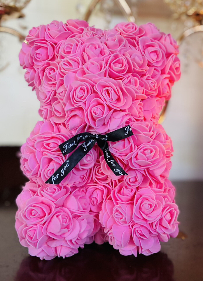 22cm ROSE BEAR FLOWER TEDDY GIFT ARTIFICIAL ROSE CHRISTMAS GIFT Anniversary Gift