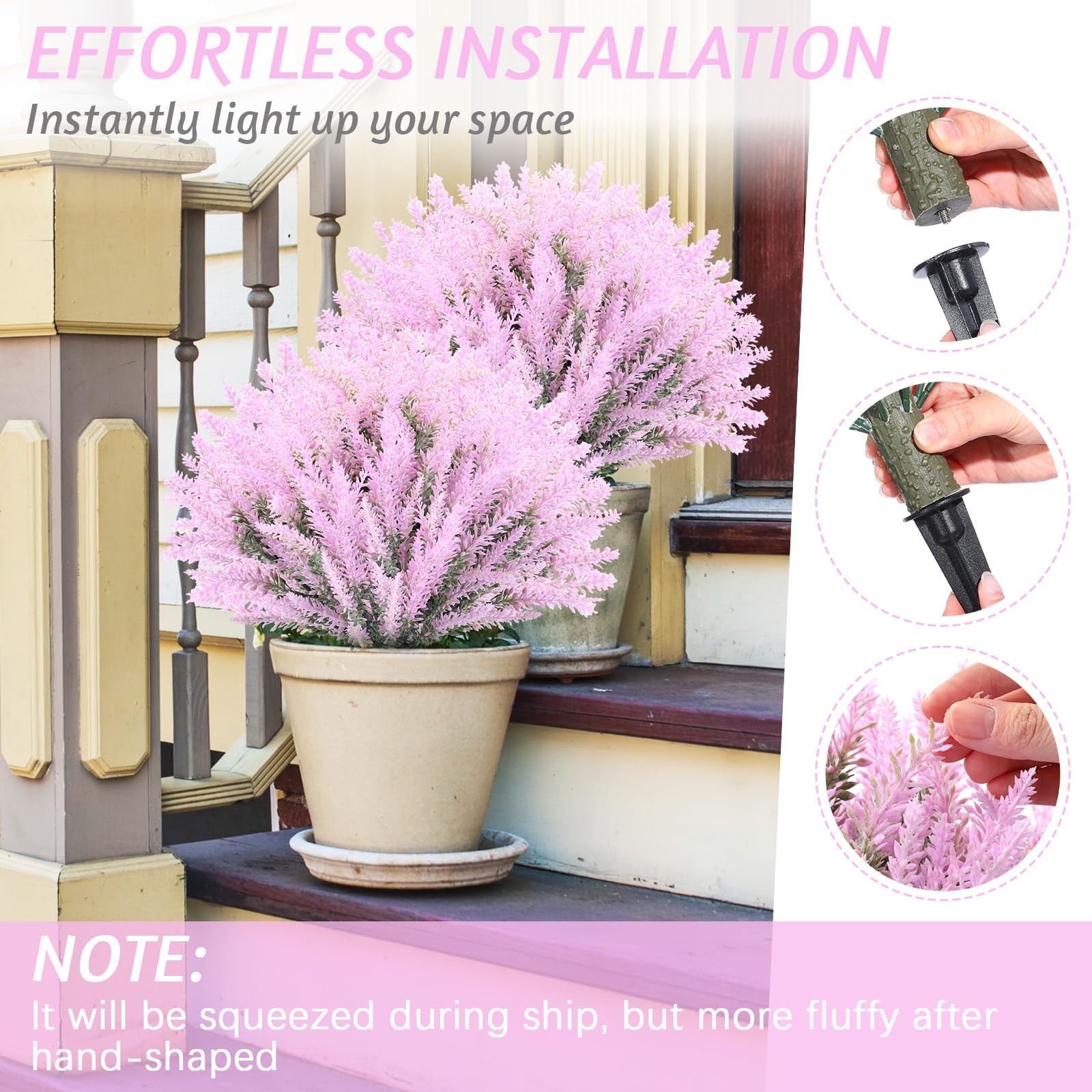 2 Pack Artificial Lavender Topiary Ball Trees with Spike UV Resistant Faux Sh…