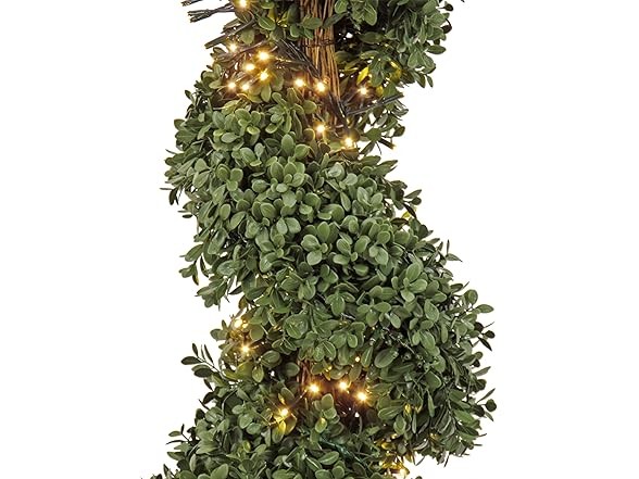 National Tree Company 44-Inch Prelit Artificial Boxwood Spiral Tree LED Lights
