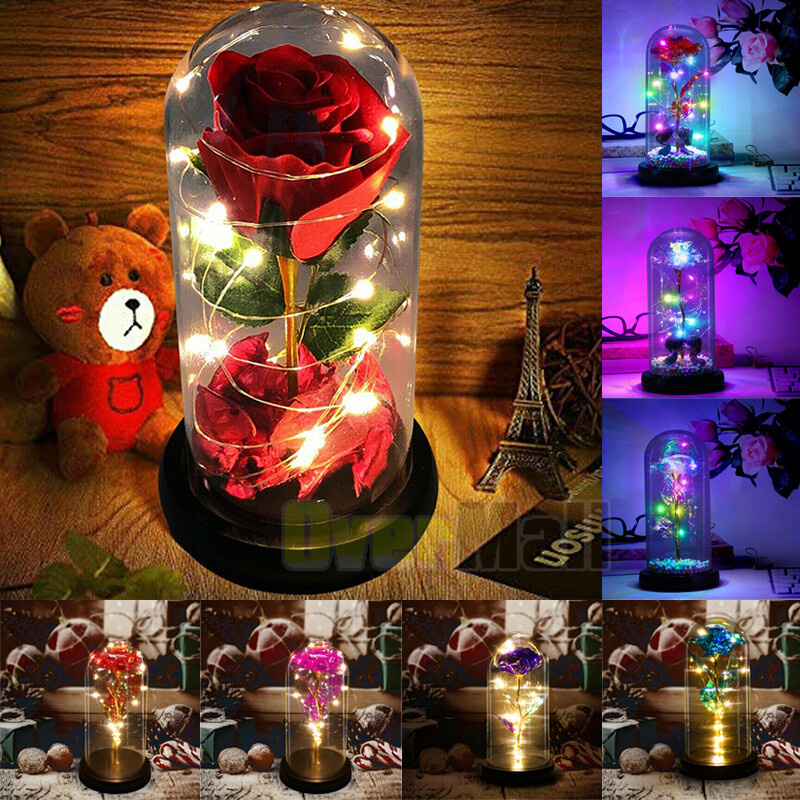Brand New – Crystal Galaxy Enchanted LED Glass Eternal Rose Home Decor Xmas Gift