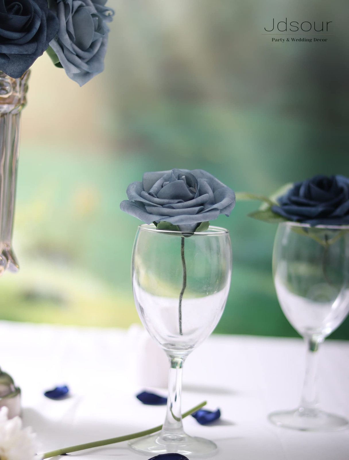 50pcs Artificial Flower，Real Touch Foam Roses w/Stem DIY for Wedding Bouquet …