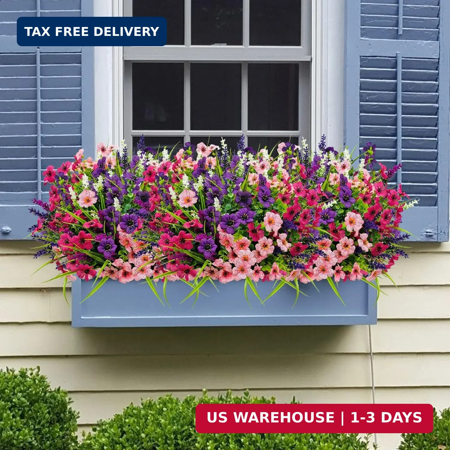 12 Bundles Artificial Flowers Outdoor Silk Fake Plants UV Resistant Faux Plastic