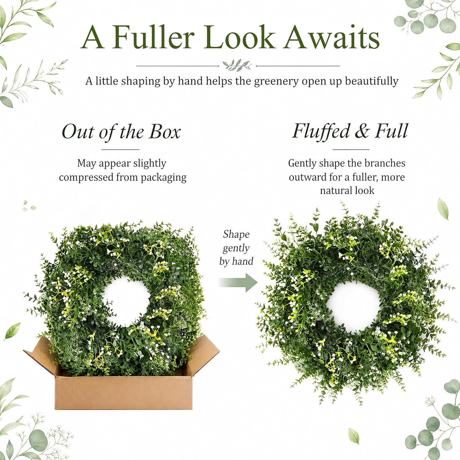 26 Inch Large Artificial Eucalyptus & Boxwood Wreath for Front Door All Season,