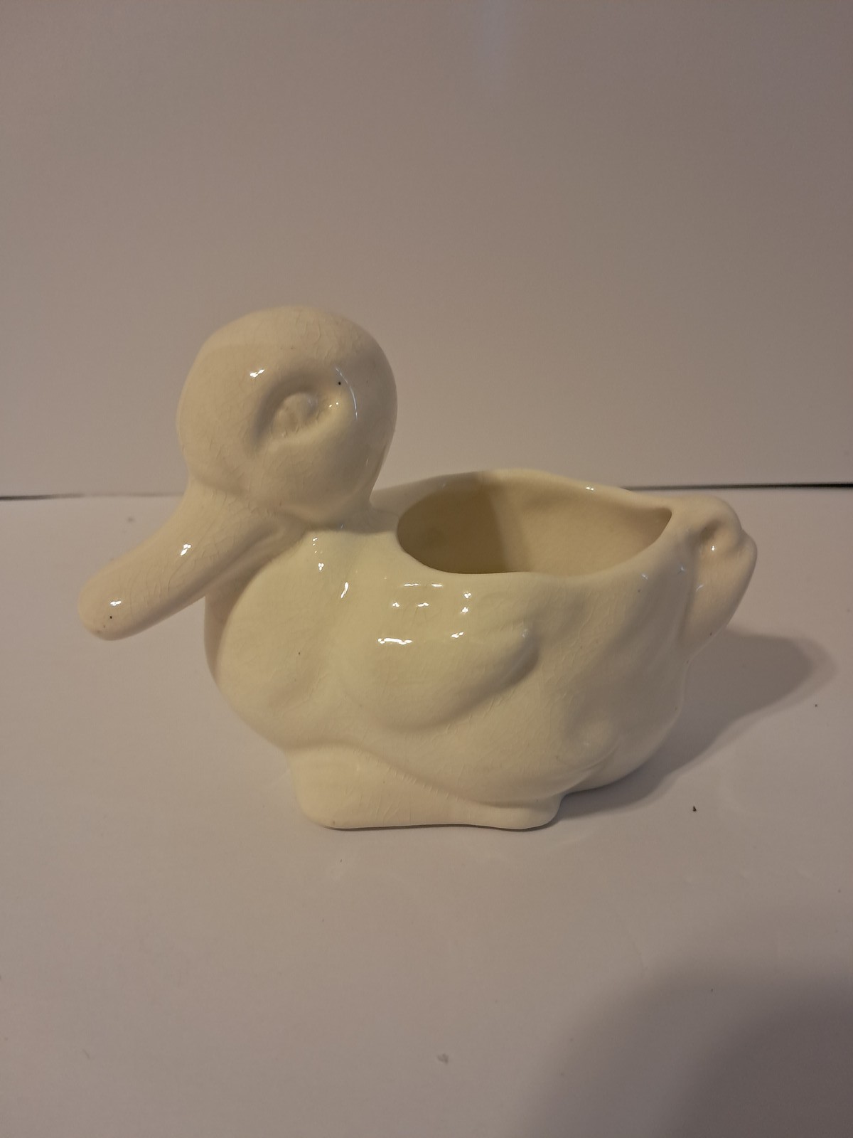 Vintage Style Ceramic Duck Planter Cream Off-White Figural Home Decor